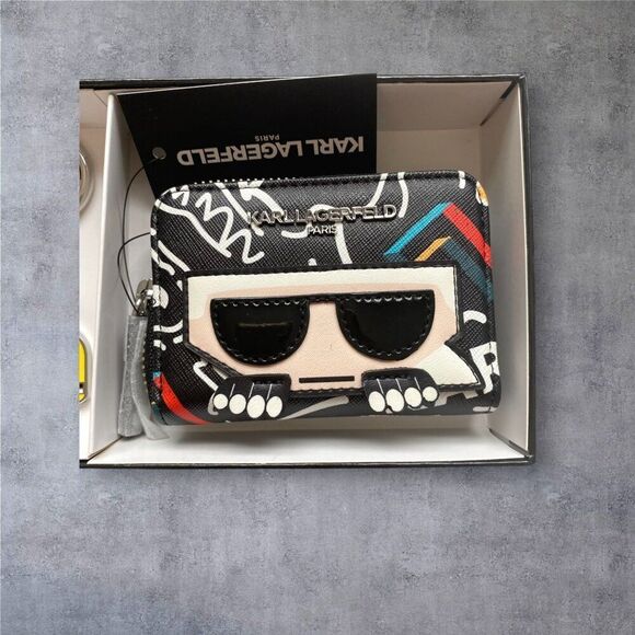 KARL LAGERFELD Card Wallet and Key Holder Gift box NEW Black/Yellow/White/Red - Picture 3 of 5